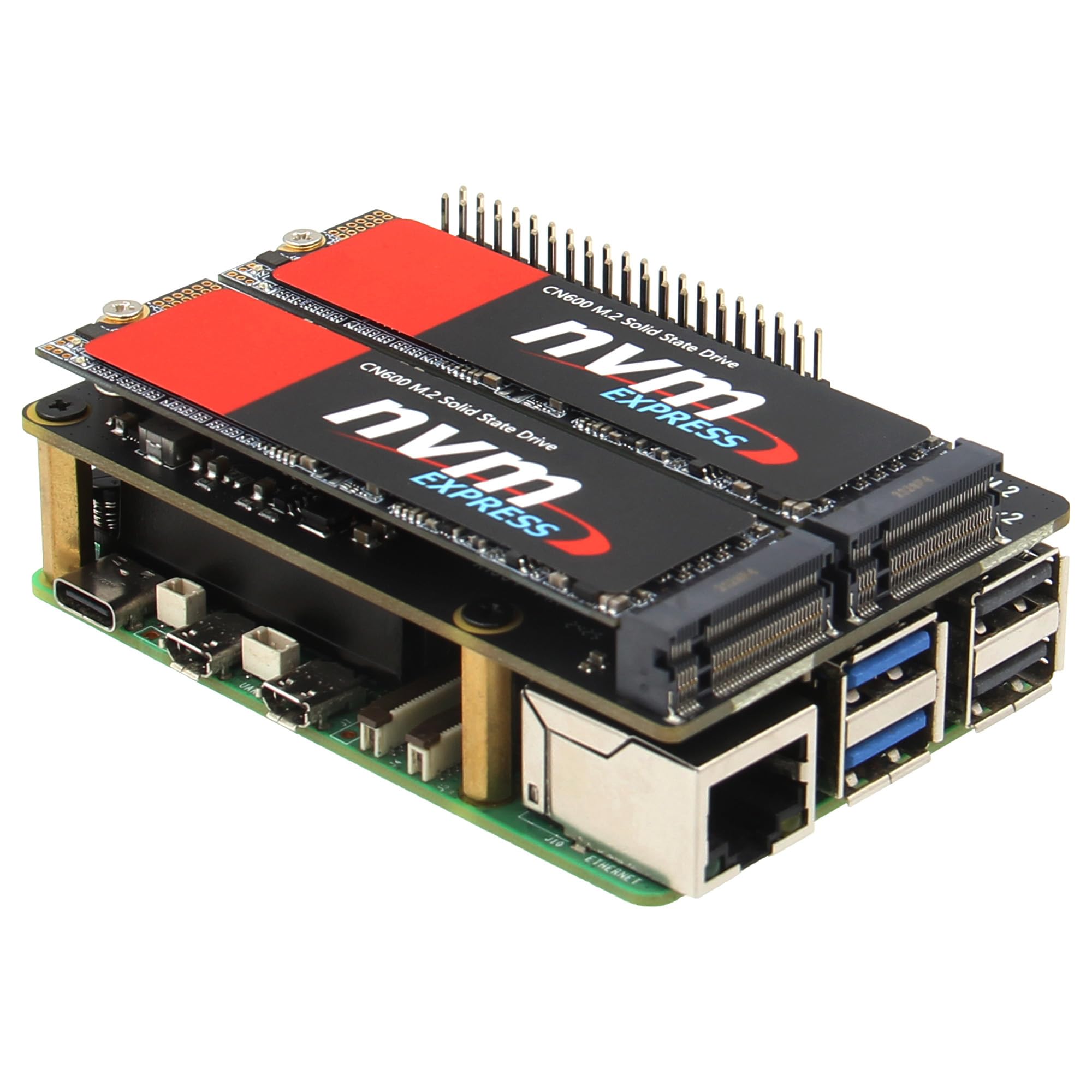 Geekworm X1004 Dual M.2 NVMe SSD Shield PCIe Peripheral Board for Raspberry Pi 5