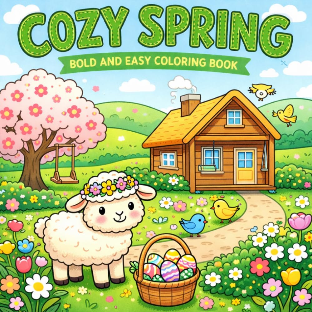 Bold and Easy Cozy Spring Coloring Book (Bold & Easy Coloring Books)