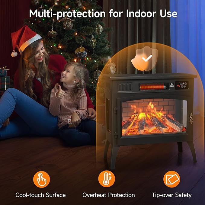 Chimenea eléctrica Dovov 24" 1500W con llama y calefacción miniatura 6