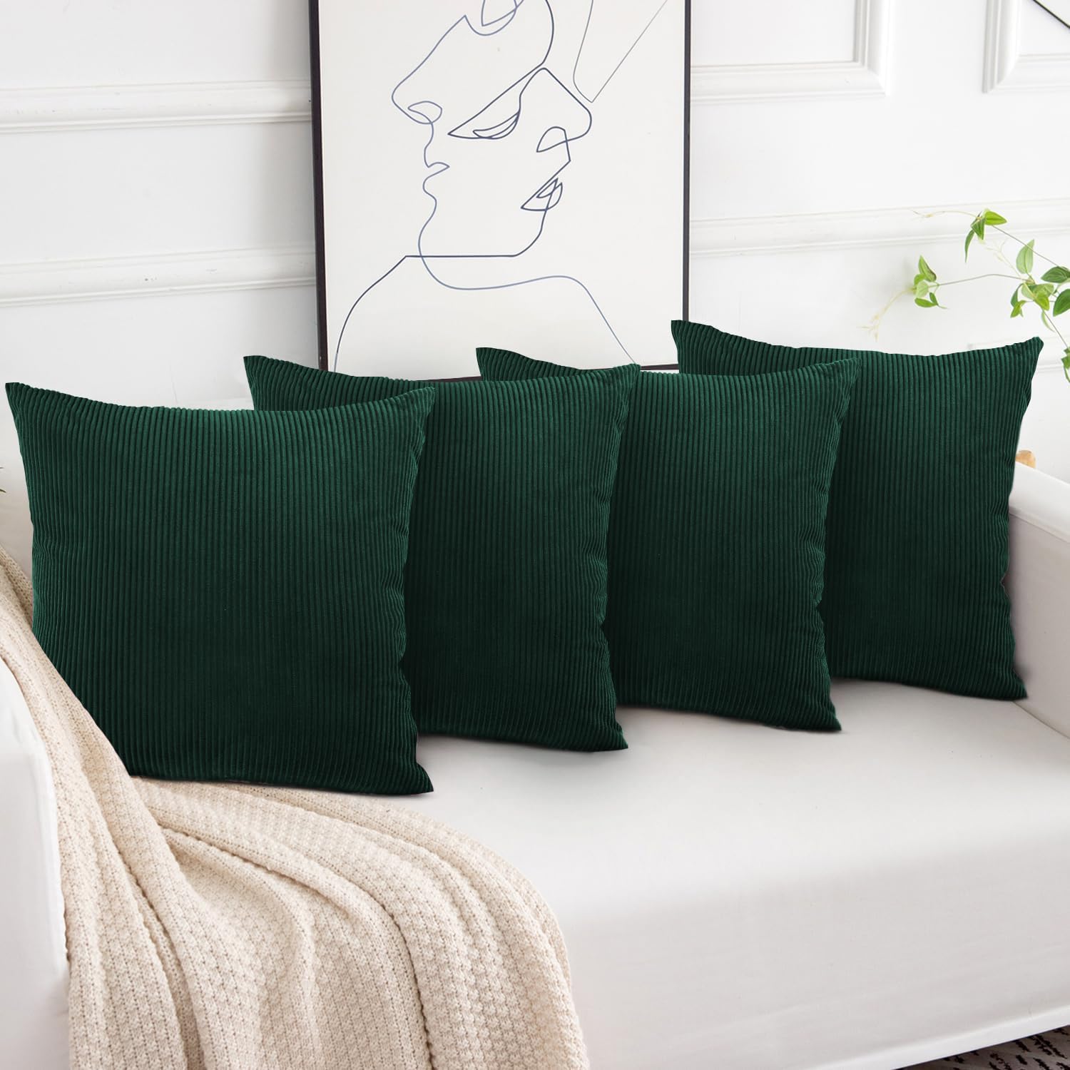 Aspire Homeware Emerald Cushions with Covers Included 45 x 45 cm Pack of 4 (4-Cushion Covers, 4-Inserts) with Invisible Zipper Pattern Cushion for Home Décor, Bedroom & Sofa (18x18 Inchs)