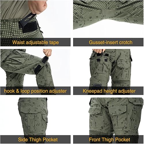 Miniatura 4 de IDOGEAR Conjunto de uniformes de combate G3 para hombre con rodilleras y coderas, ropa de camuflaje