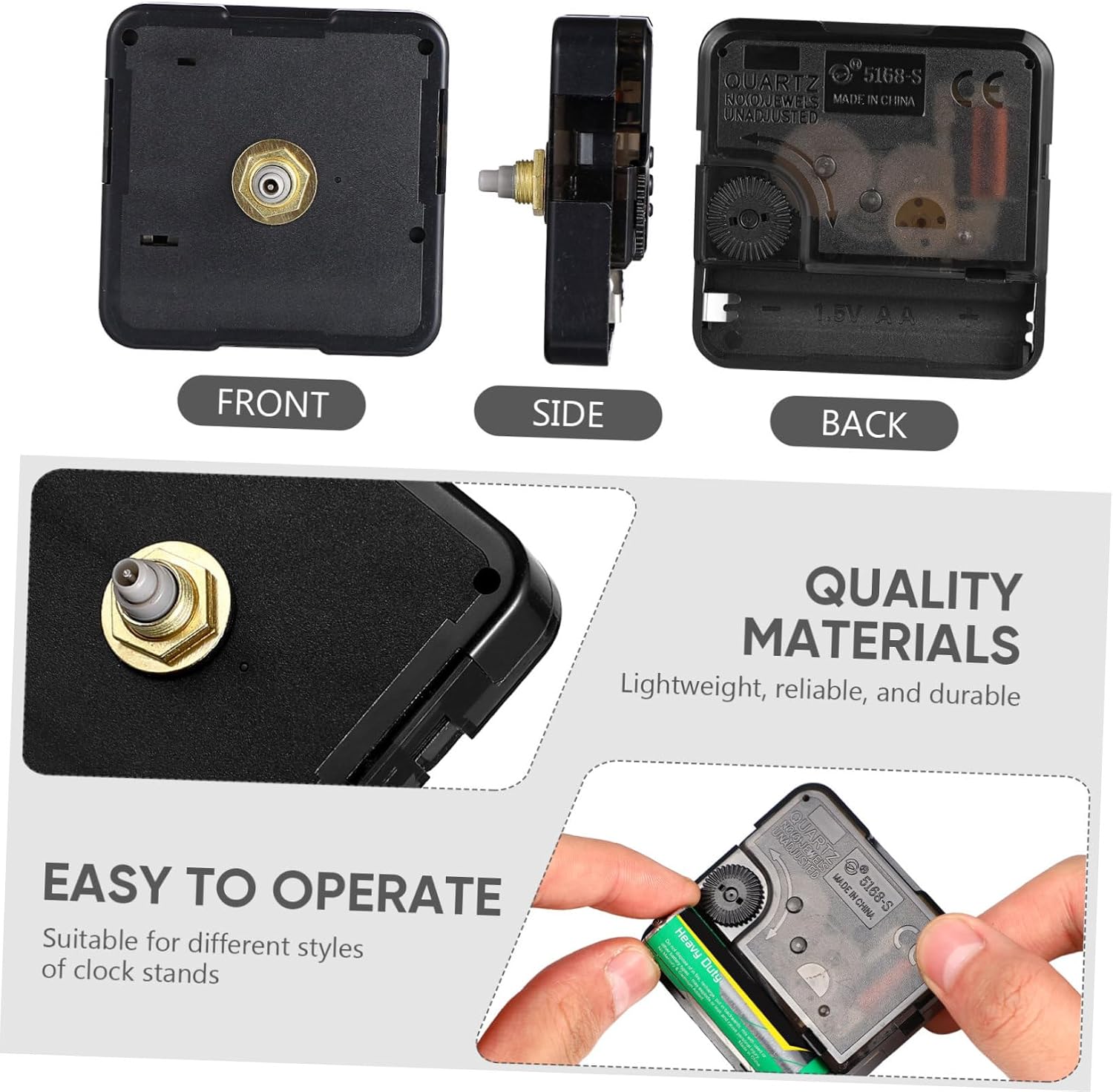 DOITOOL Quartz Clock Movement Battery Operated DIY Wall Clock Replacement Mechanism Frameless 3D Repair Parts Silent Motor 2.20X2.20X0.62In