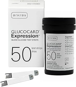 ARKRAY GLUCOCARD Expression Blood Glucose Test Strips - No Coding, 0.8 Microliter & Fast 6-Second Results - Compatible with GLUCOCARD Expression Blood Glucose Meter - 50 Count