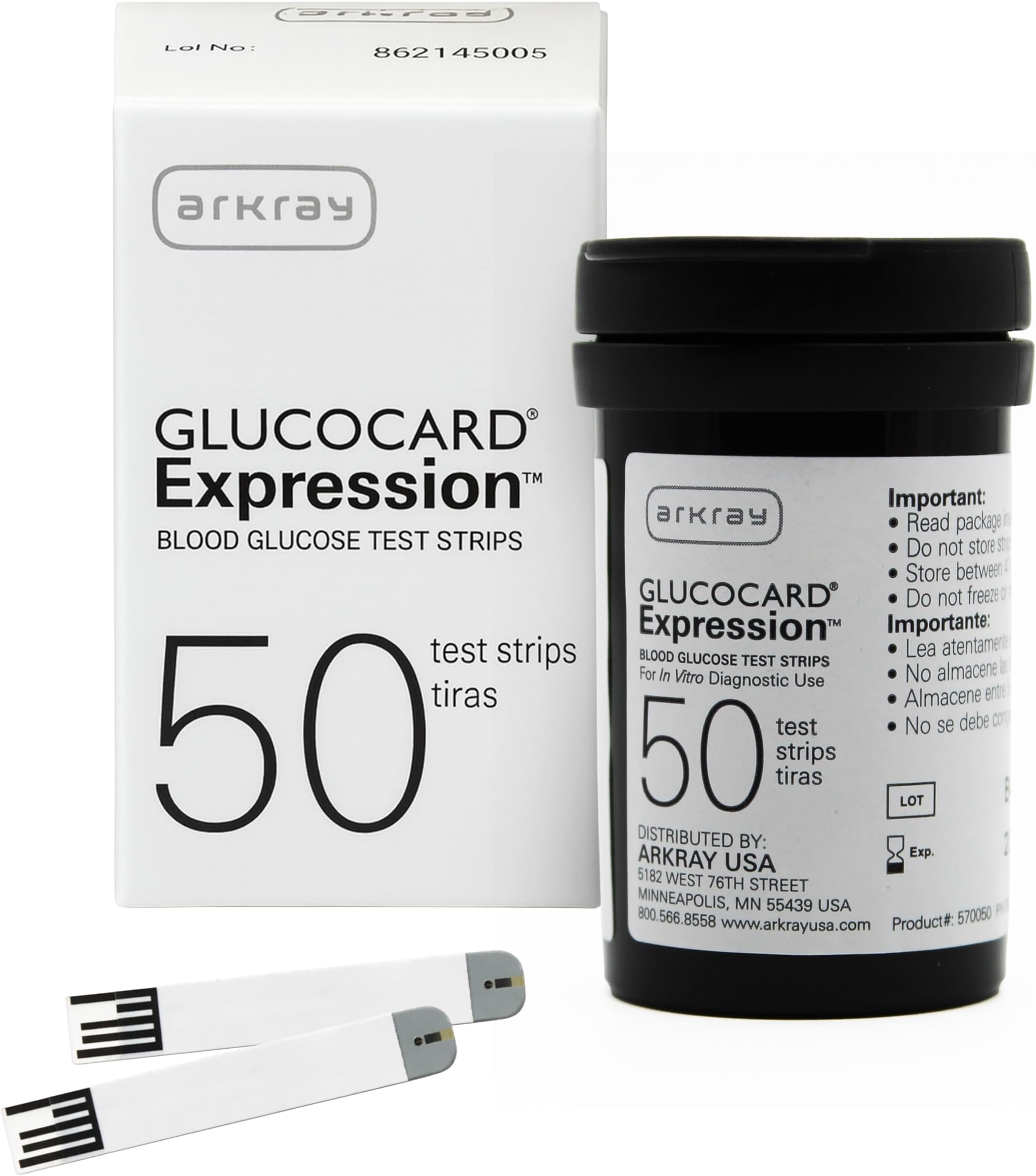 ARKRAY GLUCOCARD Expression Glucose Test Strips - No Coding, 0.8 Microliter & Fast 6-Second Results - Compatible with GLUCOCARD Expression Blood Glucose Meter - 50 Count