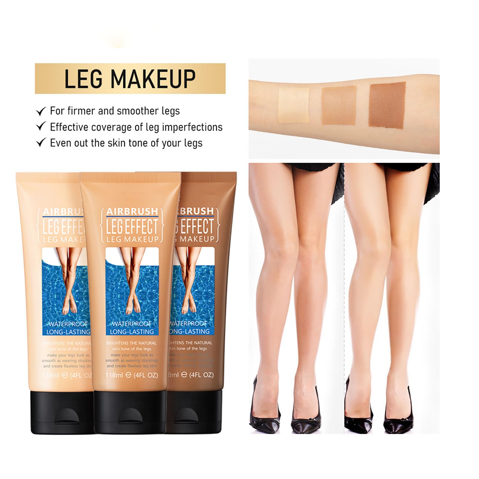 Fondotinta Gambe Waterproof,Crema Correttore Corpo Impeccabile Crema Gambe Impermeabile,per Vene Varicose, Toni Pelle Sana (Lucentezza media)