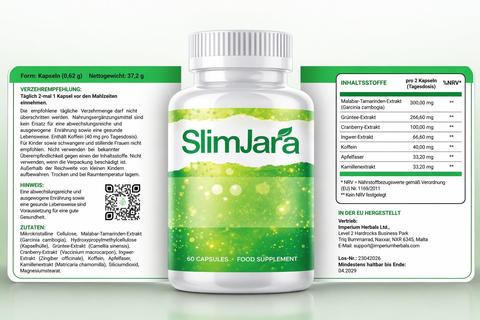 SlimJara Kapseln – 60 Stück – mit Ingwer, Cranberry & Chrom – pflanzliche Nahrungsergänzung für den täglichen Gebrauch (3)