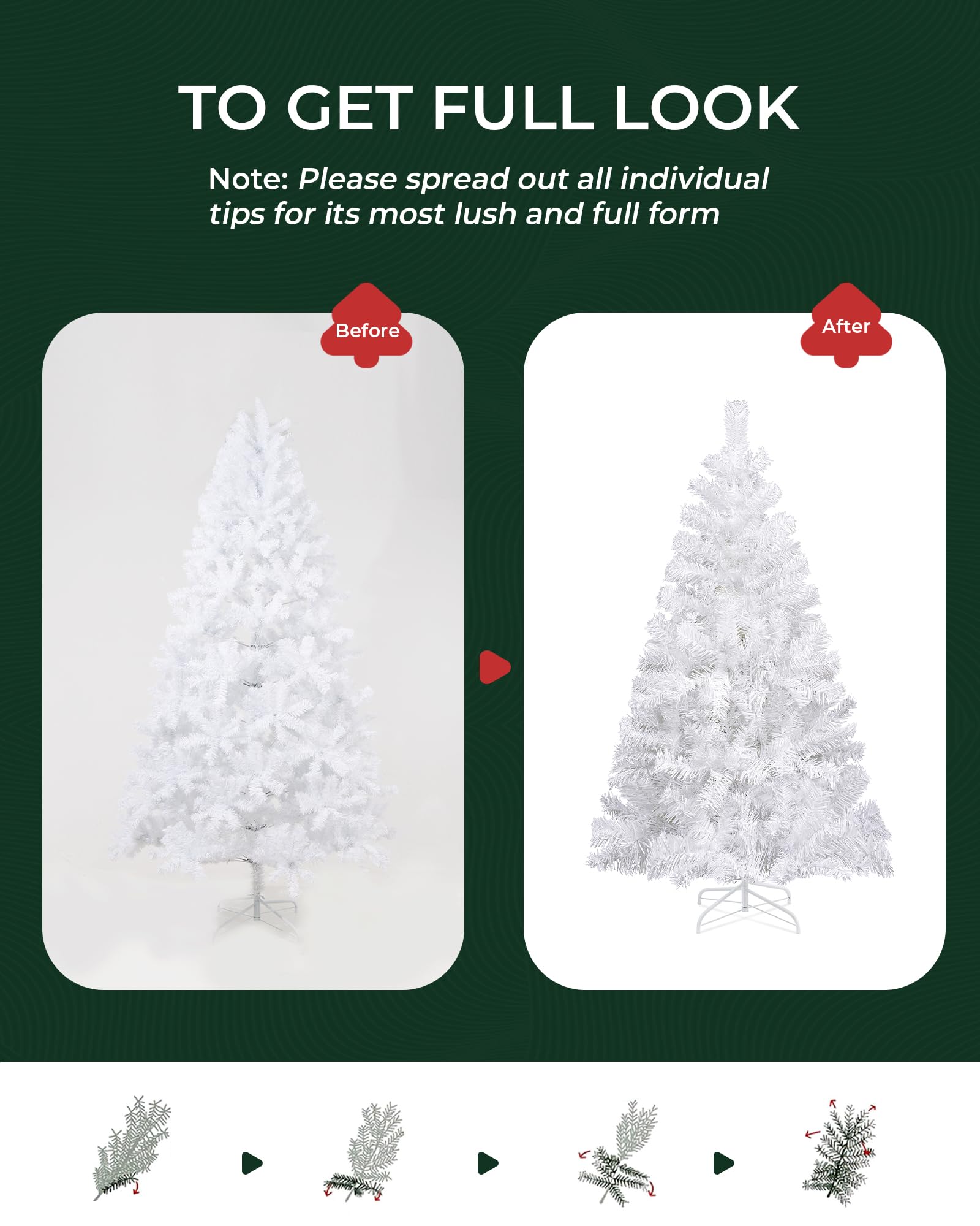 JEAREY Artificial Holiday Christmas Tree 6ft, Unlit Premium Hinged ...