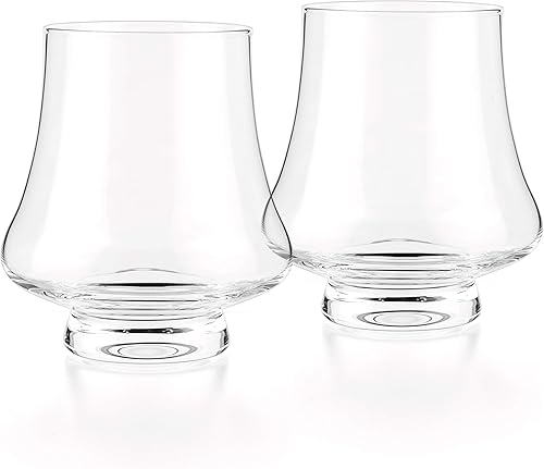 Miniatura 7 de Luxbe - Juego de 4 vasos de cristal de whisky bourbon - Vasos anchos de sabor - Hecho a mano - Bueno para brandy escocés de coñac - 9 onzas8.8 fl oz