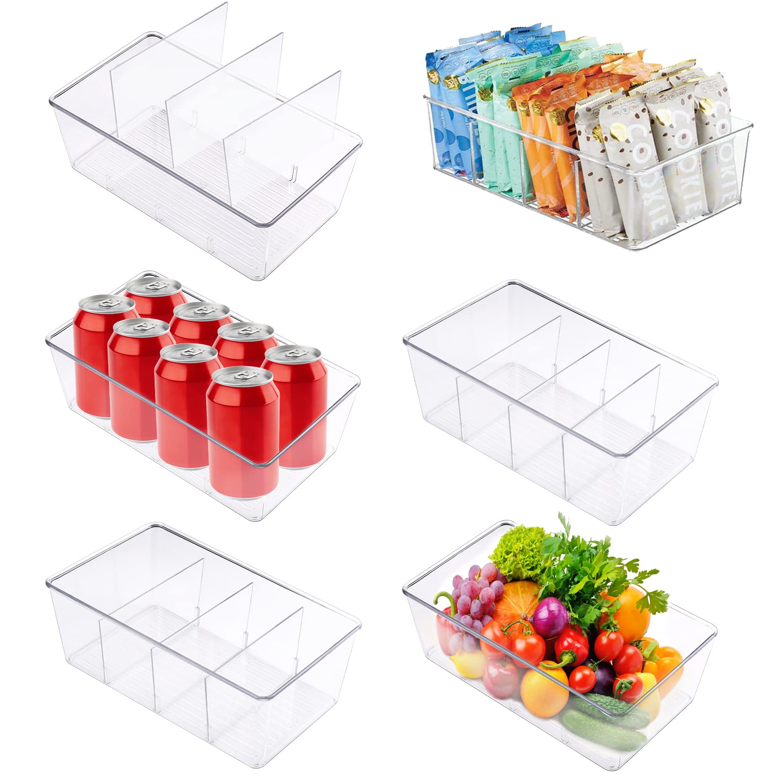 Cinnani 4er Set Aufbewahrungsbox – Transparent, Stapelbar, Mit 4 Fächern Für Snacks, Gewürze, Teebeutel & Mehr, BPA-frei