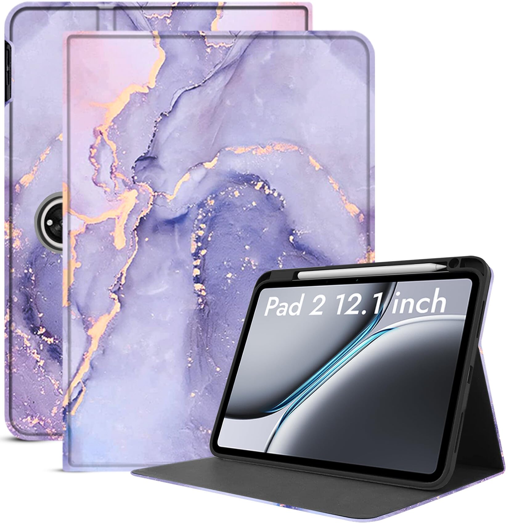 Robustrion Cover Case for OnePlus Pad 2 12.1 inch Cover, Flip Folio Cover Case for OnePlus Pad 2 Cover with Pencil Holder 12.1 inch [Auto Sleep Wake Support] - Marble Lilac (B0D8K2ZM6Q) Amazon Price History, Amazon Price Tracker