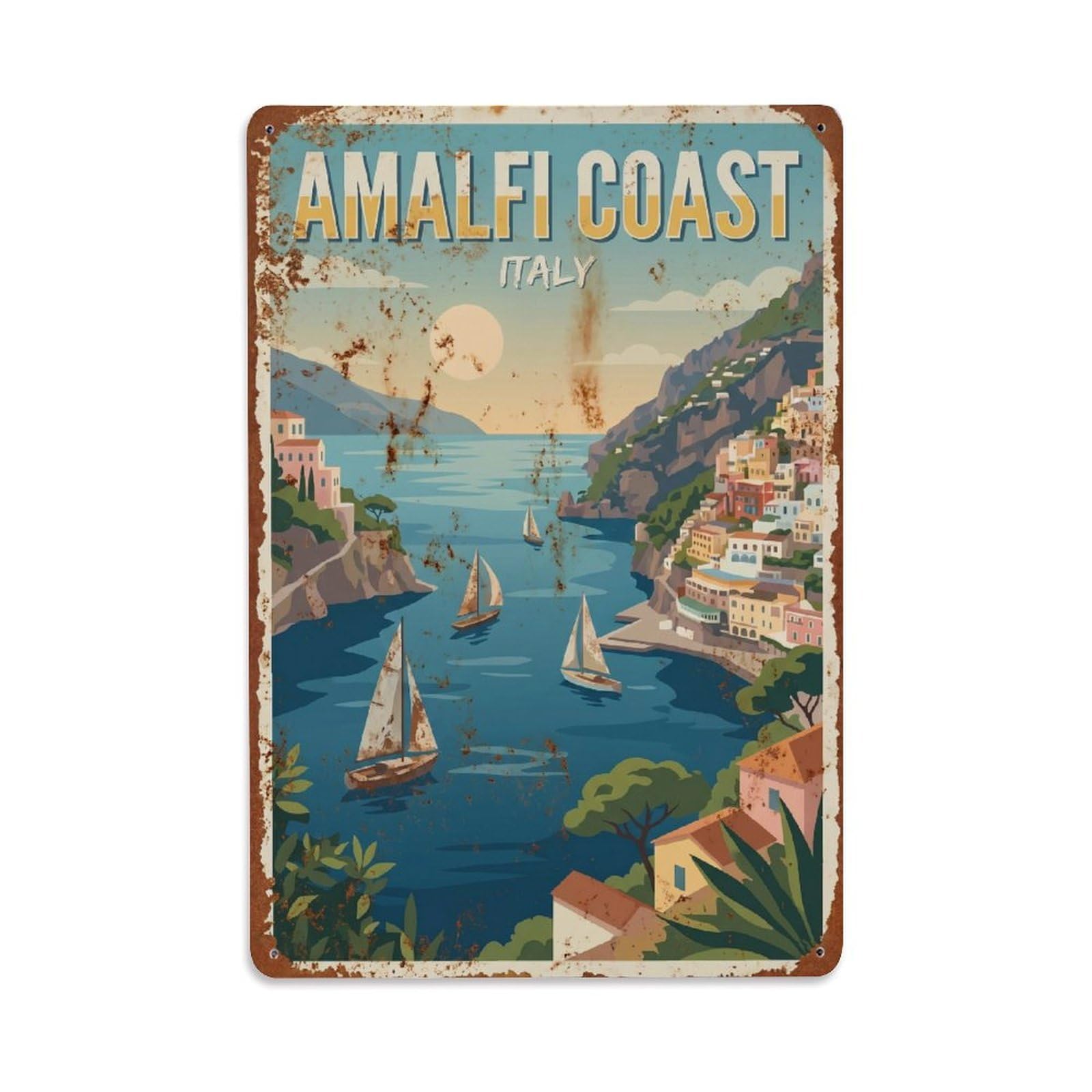 Vintage Travel Bay Italy Tranquil Metal Tin Sign