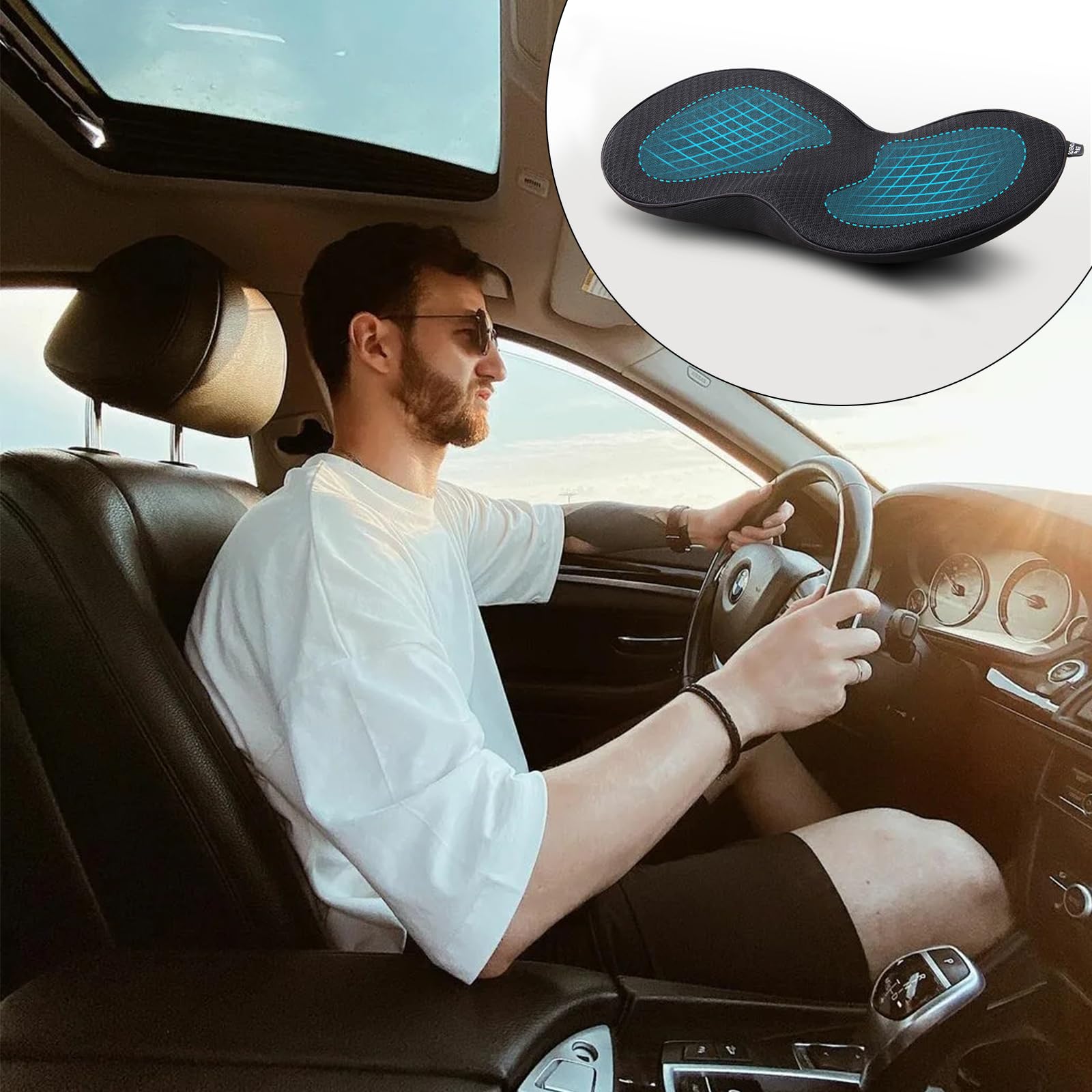 Cuscino Sedile Auto In Memory Foam | Cuneo Ergonomico 42x42x10cm | Anti-Scadimento E Traspirante - Foto 7