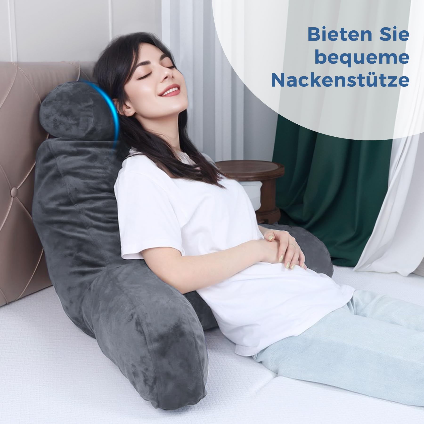 Cuscino Da Lettura Grande (90x80 Cm) Con Supporto Per Braccia E Schiena - Ideale Per Letto, Divano O Pavimento - Foto 4