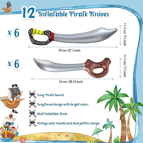Miniatura 2 de 12 espadas inflables de pirata, espada de juguete inflable, espada pirata para fiesta de Halloween, fiesta temática de pirata, accesorios de disfraz