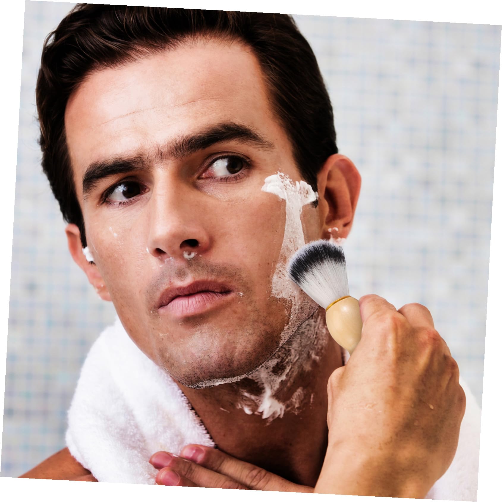 10 Pezzi Spazzola Barba Uomo con Setole Morbide Nylon Manico Ergonomico in Legno Resistente all Acqua per Cura Delicata e Rasatura Precisa Quotidiana Viaggio