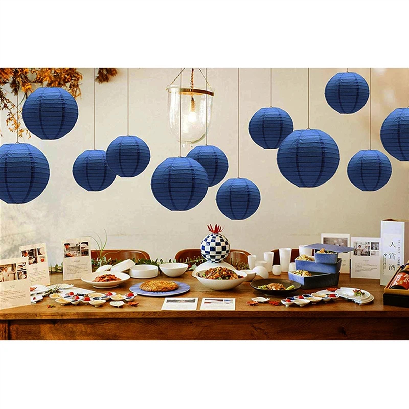 Generico Lanterne di Carta da Esterno Semplice 20 Pezzi 6"-12" Blu Navy Lanterna di Carta Cinese Giapponese Rotonda Lampada for Festa Nozze Lanterne babyshower Decorazione appesa