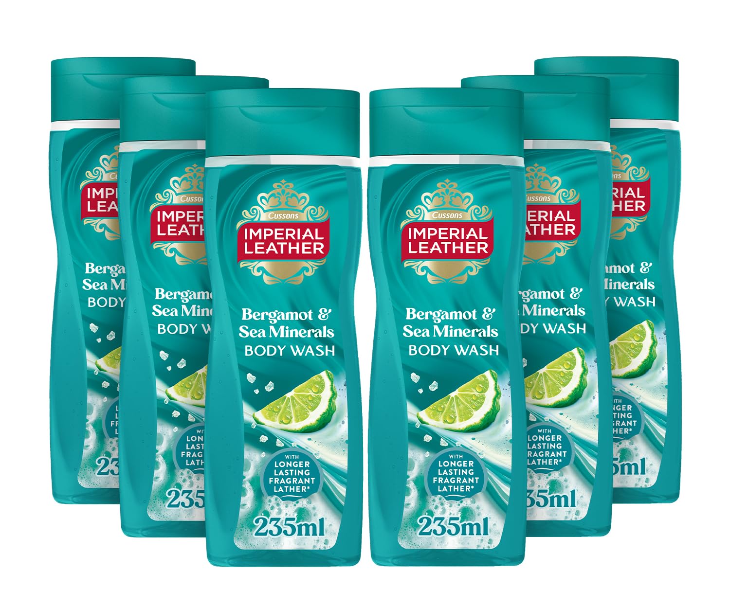 Imperial Leather Bergamot & Sea Minerals Body Wash Shower Gel, Rich Creamy Lather & Long-lasting Luxury Fragrance, Vegan & Cruelty Free (6 x 235ml)