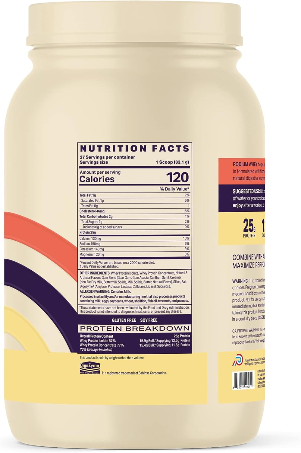 Podium Nutrition, Whey Protein Powder, Maple Butter Pancake, 27 Servings,  25g of Whey Protein Per Serving, Gluten Free, Soy Free