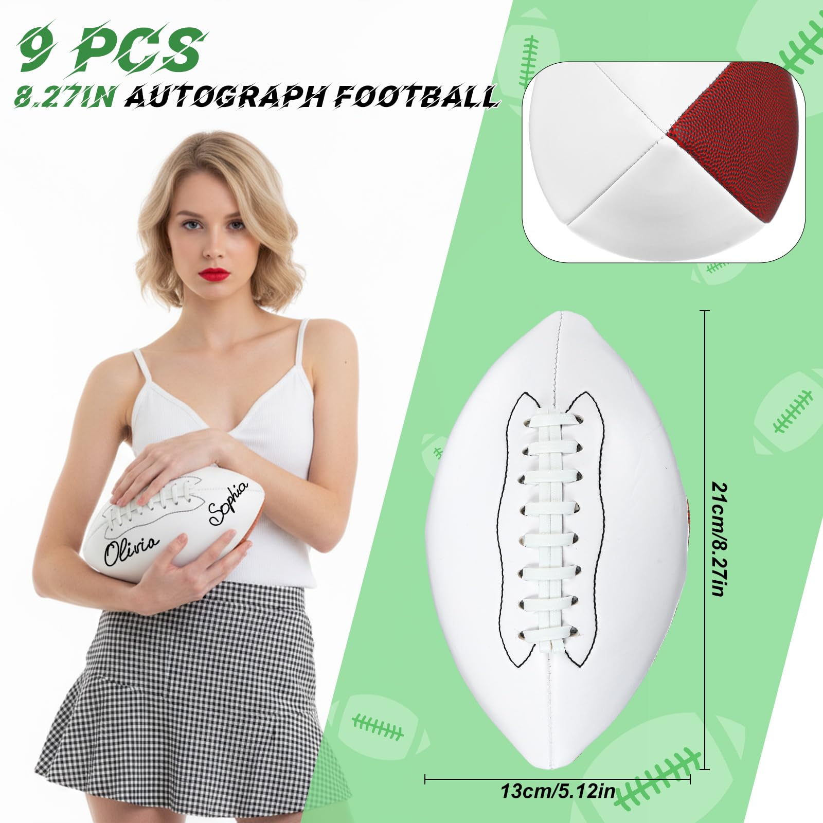Jenaai 21 cm Autogramm-Fußbälle, blanko, weiße Paneele, offizielle Größe 3, personalisierbar, Teambälle, Trophäe für Rugby-Spiel