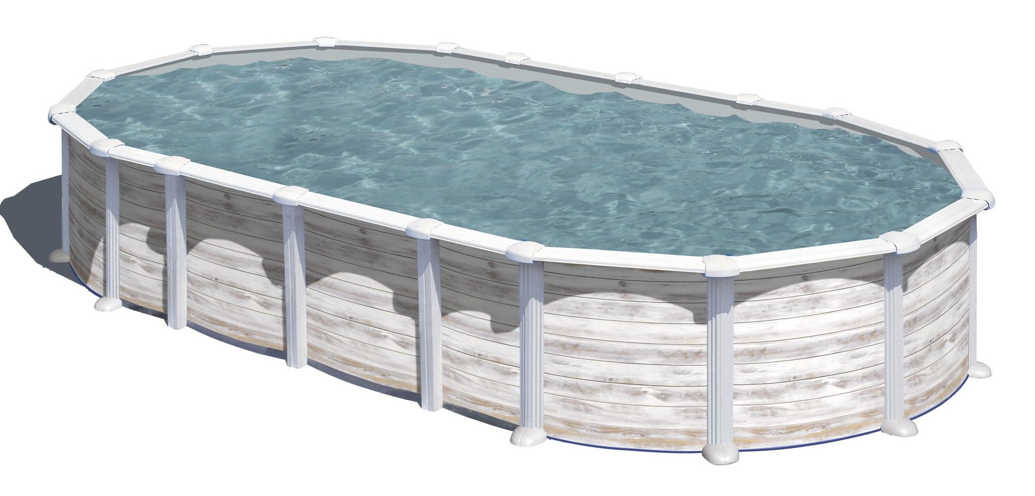 Piscina de Acero Elevada,Ovalada con Aspecto Acero Nórdico. Piscinas Desmontables para Jardín. 730 x 375 x 132 cm - Piscina Gre KITPROV7388N Islandia.