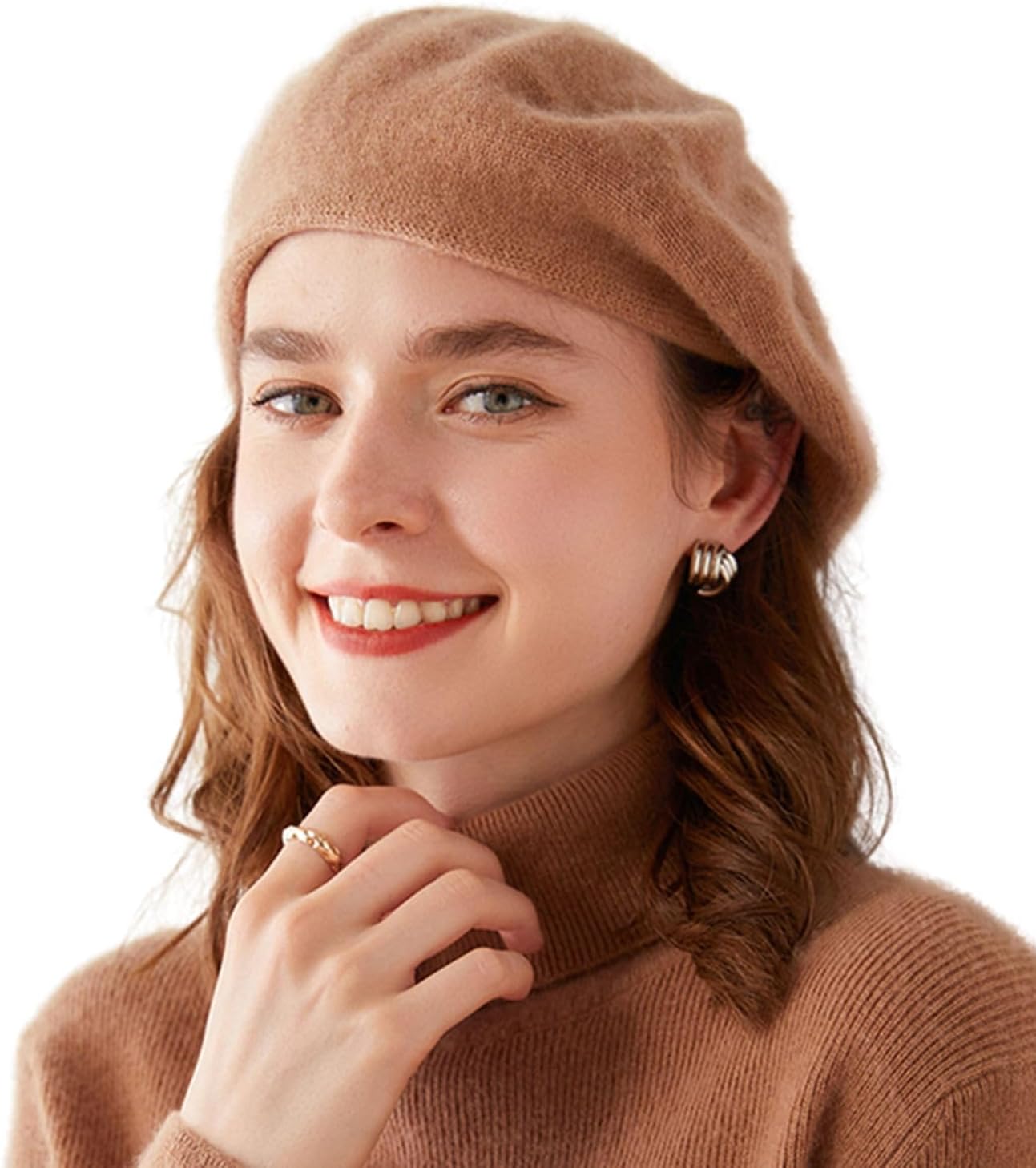 Cashmere Berets Beanie Hats Women Winter Warm Merino Wool Fashion Knit Cap