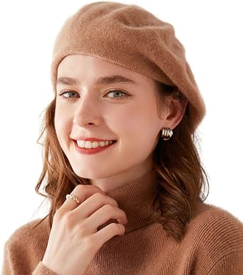 Cashmere Berets Beanie Hats Women Winter Warm Merino Wool Fashion Knit Cap