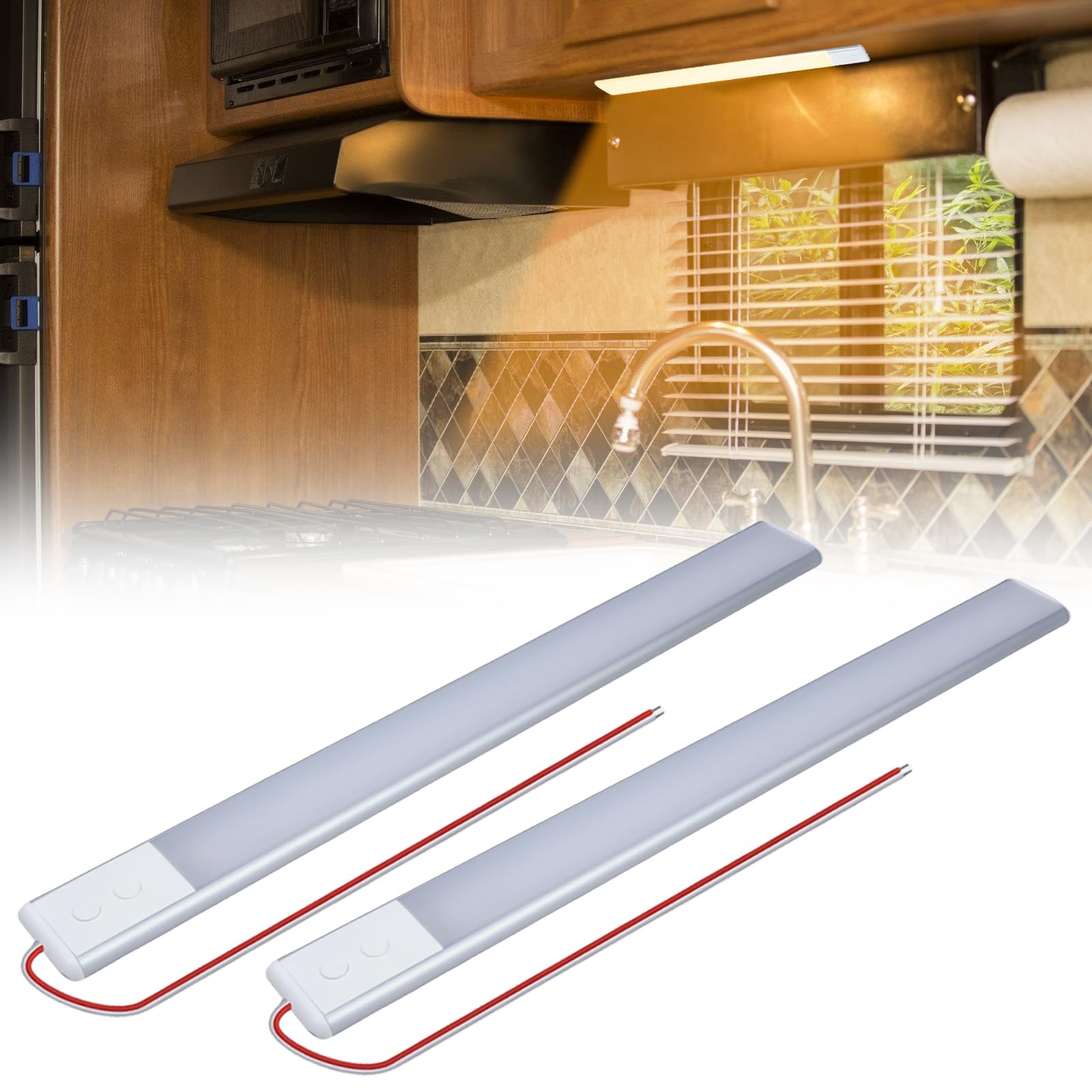 URAQT Barre LED 12V Super Luminose - 2 Pezzi Da 120 LED, 1600LM Per Auto, Camper, Barca E Casa