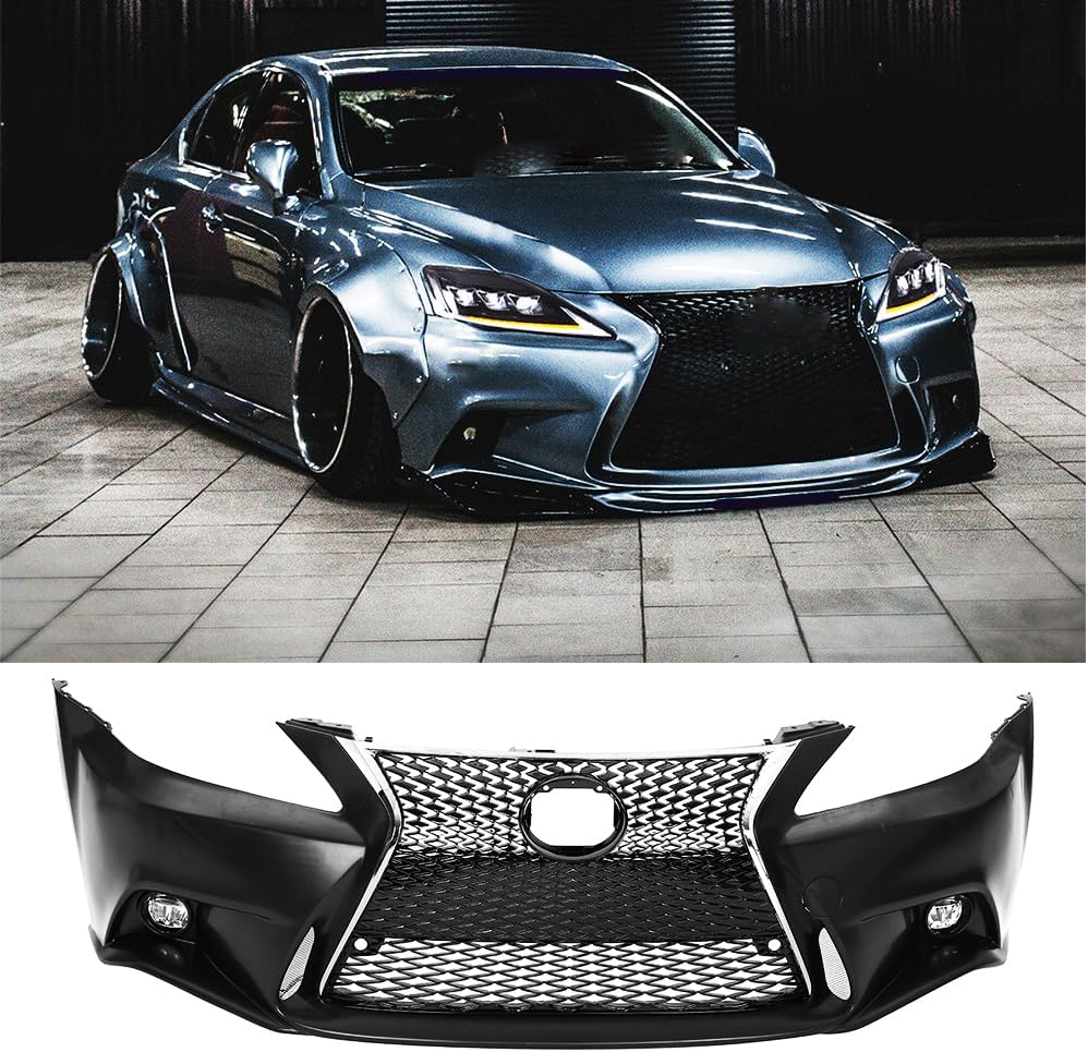 CAREONLINE Front Bumper Conversion Kit with Fog Lamp Compatible with 2006-2012 Lexu-s IS250 /IS350 old & New Modified 13-15 Models, Front Bumper Cover Conversion kits