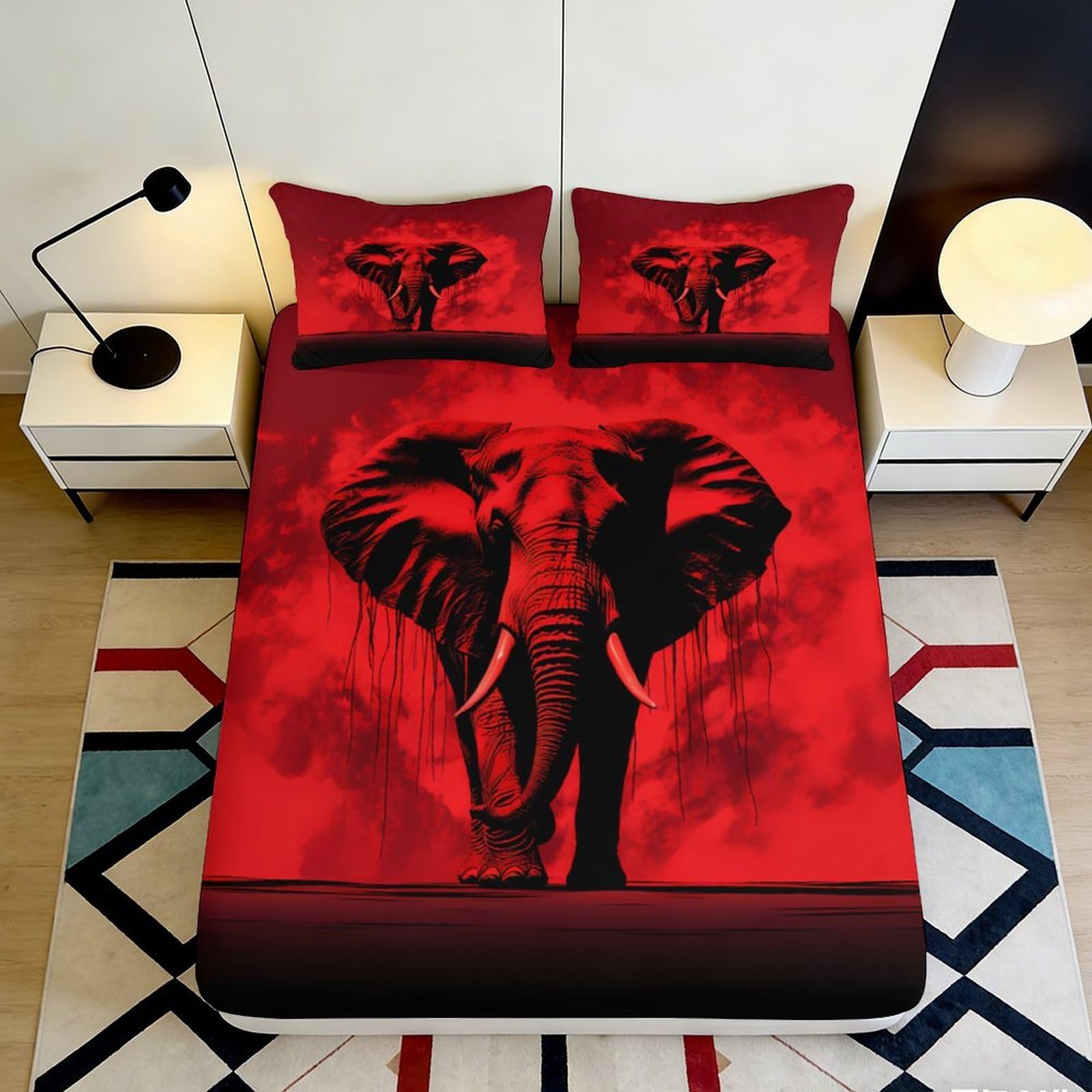 3D Printed Kitten Pattern Fitted Sheet Microfiber Deep Pocket Non-Slip Bedroom Bedding Cat Mattress Fitted Cover Washable for Adults Teens 180x200x25cm