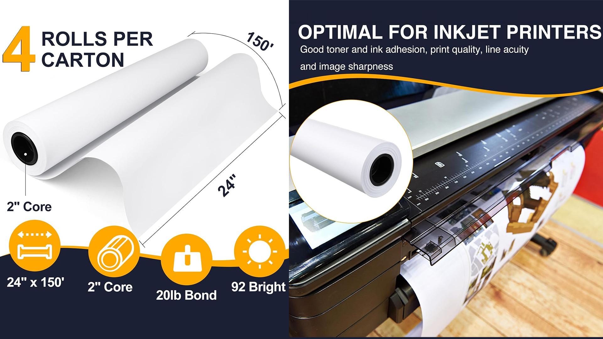 Amazon.com : VOISEN Wide Format Paper,4 Rolls Plotter Paper