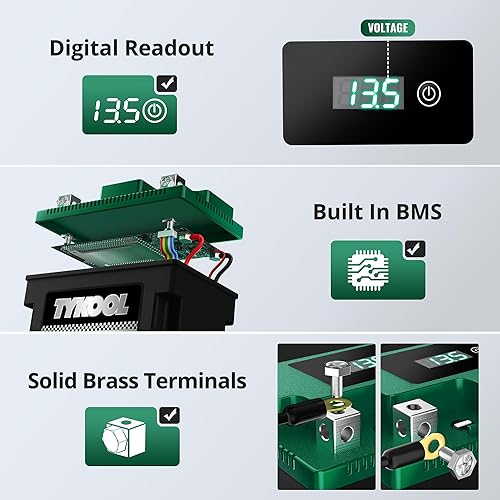 Miniatura 4 de TYKOOL YTX5L-BS YTZ7S - 2X amperios de arranque 150A, batería de litio LiFePO4 para motocicleta, 12.8 V 3 Ah, lectura digital, compatible con ATV,