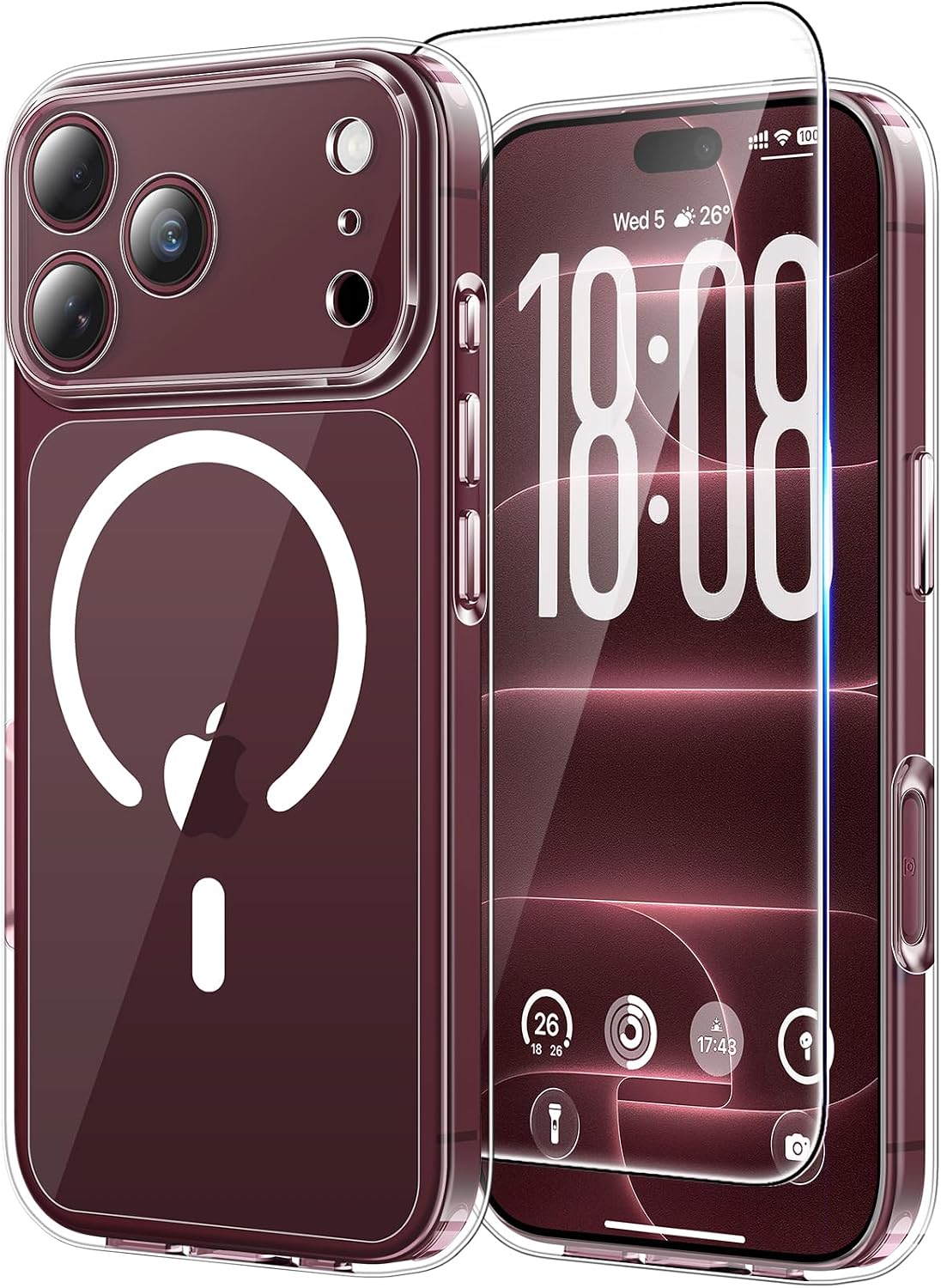 TAURI Coque Magnétique pour iPhone 18 Pro,Transparent | Protection D'écran Incluse, Compatible avec MagSafe, Protection Caméra Totale, Anti-Choc Mince et Anti-Chute