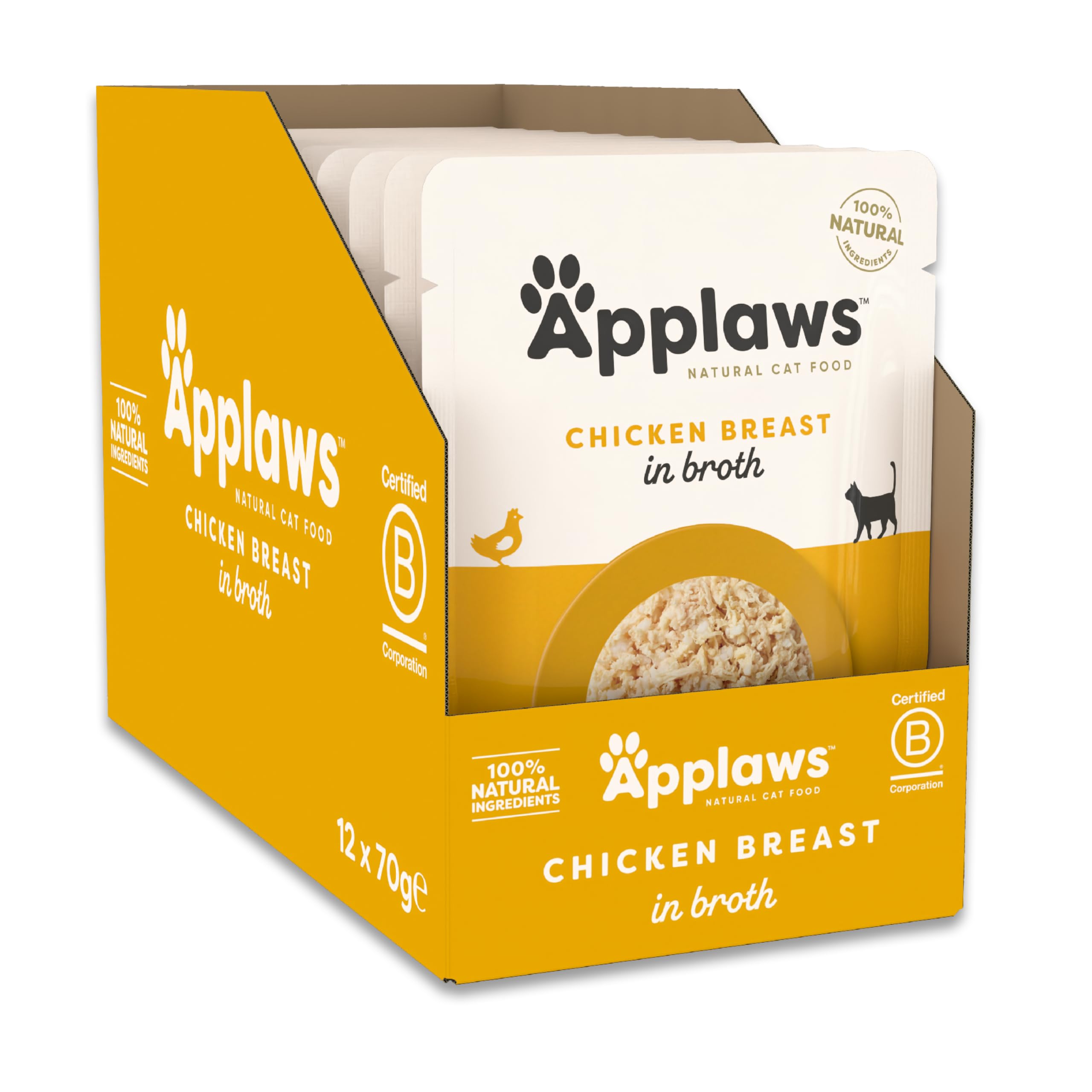 B&Q - 24 X 70 G  100% Natural Adult Wet Cat Food Pouches Chicken In Broth