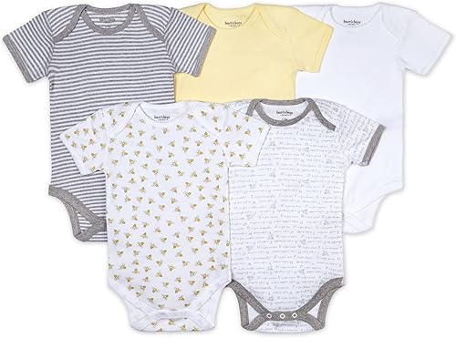 Burt's Bees Baby Body unisex para bebé, paquete de 8 unidades de manga corta y larga de una pieza, 100% algodón orgánico