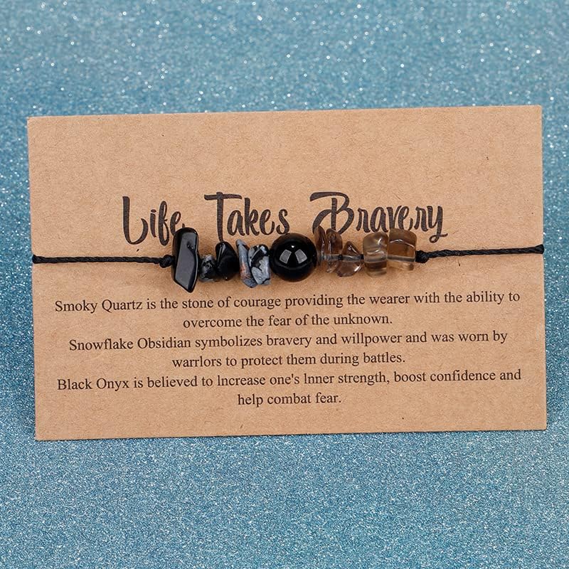 COLORFUL BLING Handmade Healing Chakra Beaded Bracelet with Spiritual Meaningful Card Crystal Natural Stone Strand Bracelet for Women Reiki Yoga Meditation Jewelry Protection Gifts - Image 3