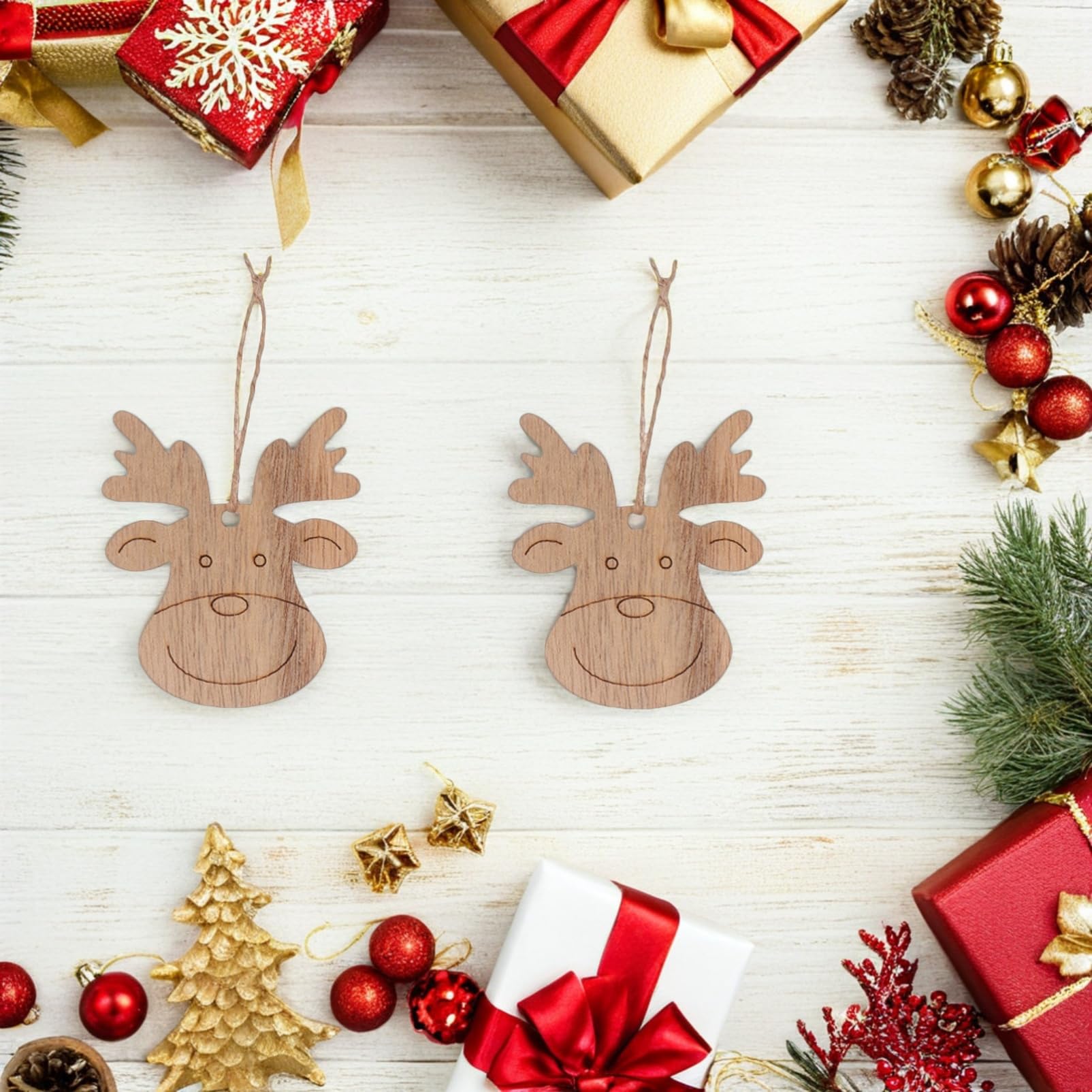 LIFKOME Pezzi Di Legno Fai Da Te Ciondoli a Forma Di Cervi Decorazioni Natalizie Da Appendere Per Albero Di Natale Accessori Artigianali Leggeri Per Ambienti Interni e Feste Di Natale