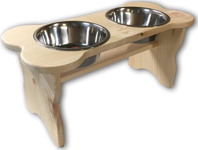 reclaimed wood dog bowl stand