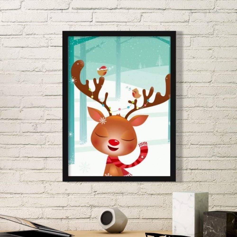 Cadre photo Noël haute finition peinture art prints cerfs et stickers muraux noir