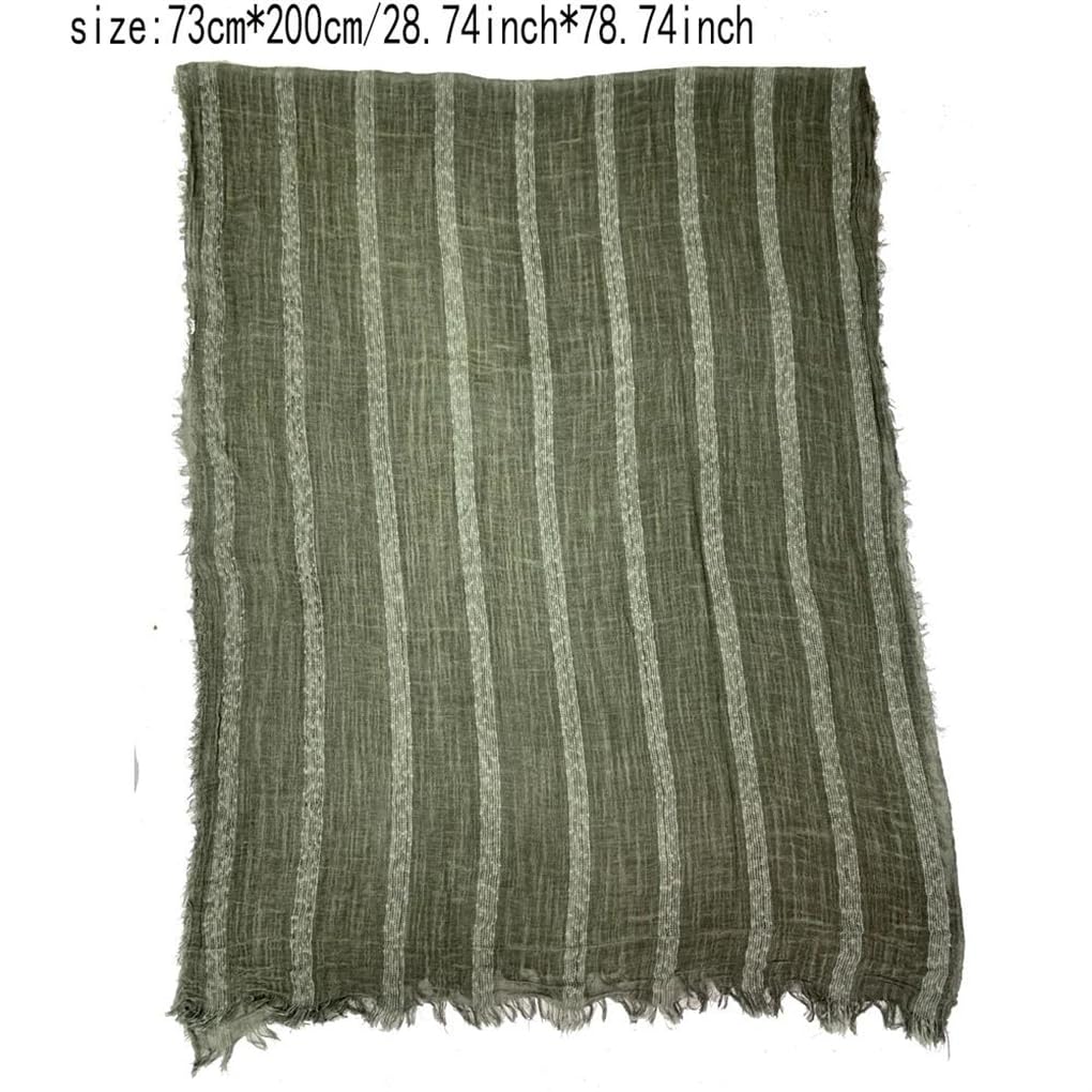 Sciarpa da Uomo in Cotone e Lino, Unisex, a Righe, Autunno Inverno, Calda, Accessori Maschili, Scialli