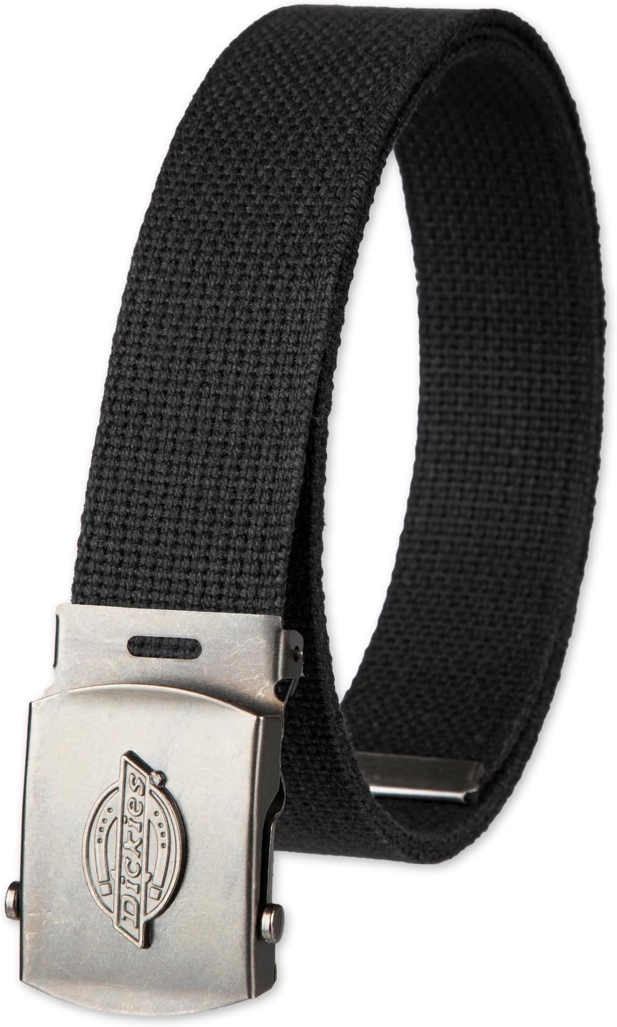 mens Fabric Web Plaque Logo Buckle Belt - One Size Cut-to-fit- Fits Up to Size 42" Waist