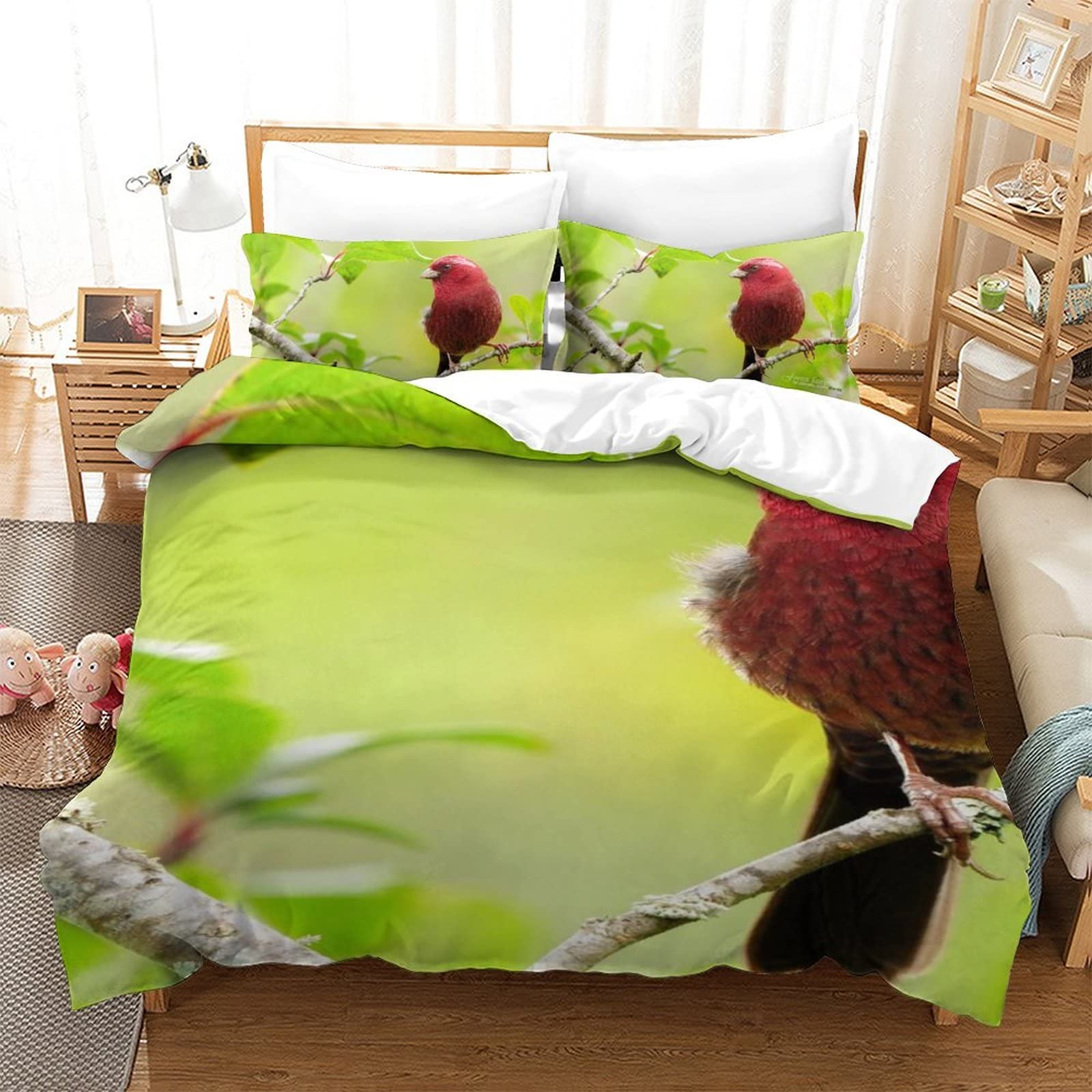 Housse de couette animal imprimé 3D en microfibre douce et anti-plis pour lit une place