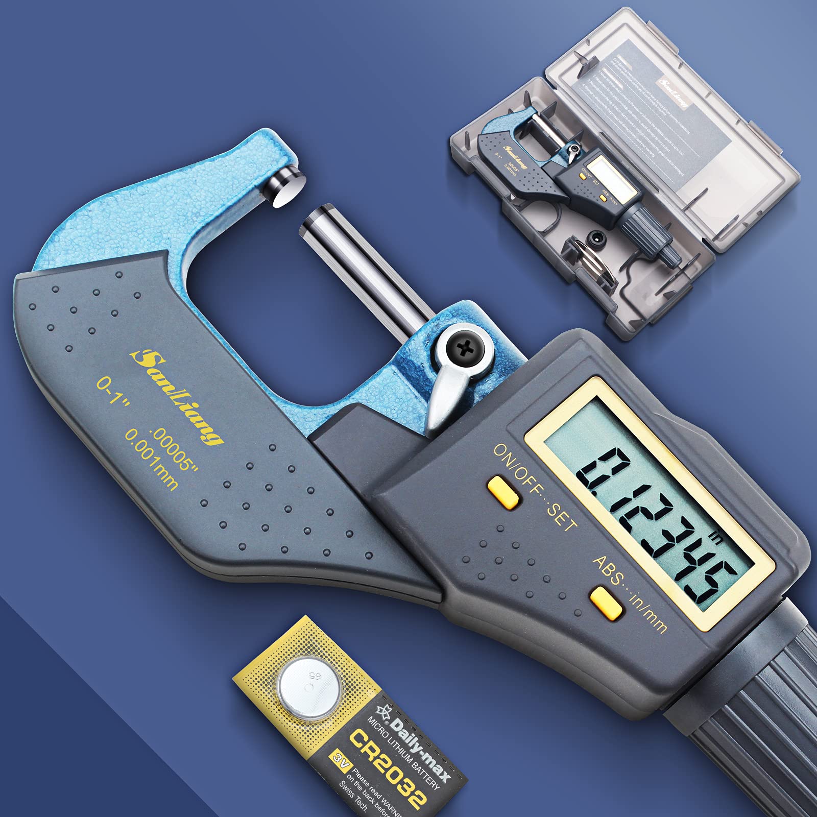 SanLiang Digital Electronic Micrometer Set Measuring Tool 0-1 Outside Premium Inch/Metric Precision Machinist Caliper with Case and Extra Battery (Basic 0-1"(0-25mm)) (B096QVJYDP) Amazon Price History, Amazon Price Tracker