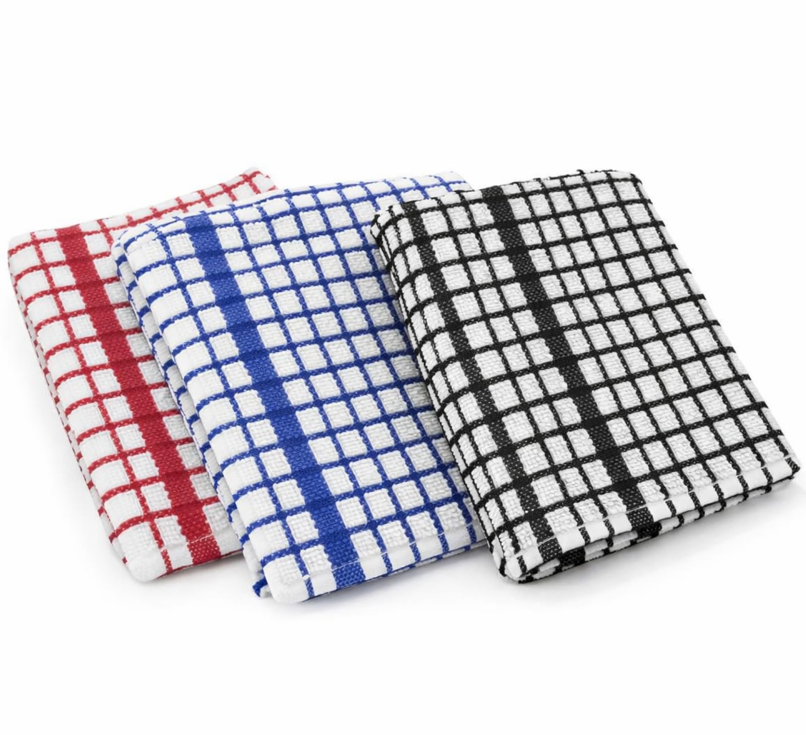 Terry Tales Tea Towels Pack of 6 โ 100% Cotton Terry Kitchen Towels, Soft Absorbent & Lint Free Dish Cloths for Kitchen โ Mono Check 45 x 65 cm (Blue)