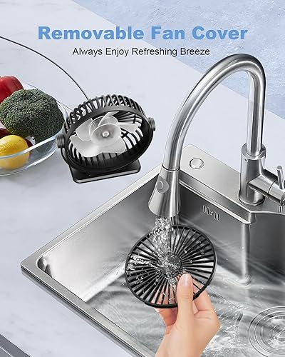 Miniatura 7 de TriPole Ventilador de escritorio alimentado por USB, pequeño ventilador portátil de 3 velocidades ajustables, fuerte brisa fuerte, mini ventiladores