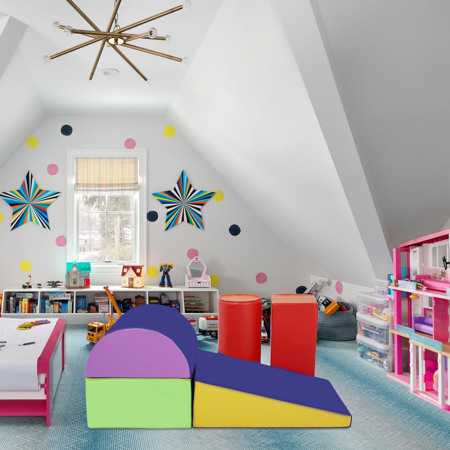 Climbing Toy Soft Foam Climbing Blocks Set 1-3 Toddler Slide Climbing Toys Soft Play Set Climbing Set for Toddlers Soft Play Equipment for Climbing Crawling (CM, 5 Piece)