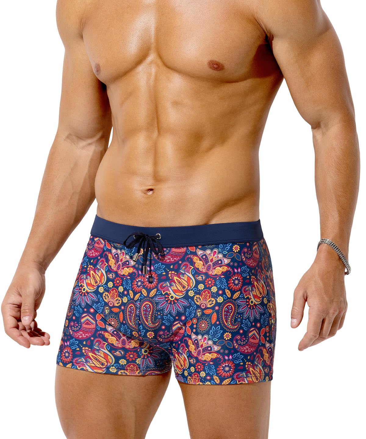 Casey Kevin Maillot de Bain Homme Boxer Short de Bain Moulants Imprimés Piscine à Séchage Rapide avec Cordon de Serrage Réglable