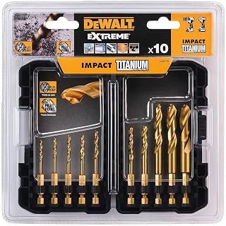 DT50050-QZ DT50050-QZ-Juego de 10 Brocas Impact Torsion Titanium, Gold-Schwarz