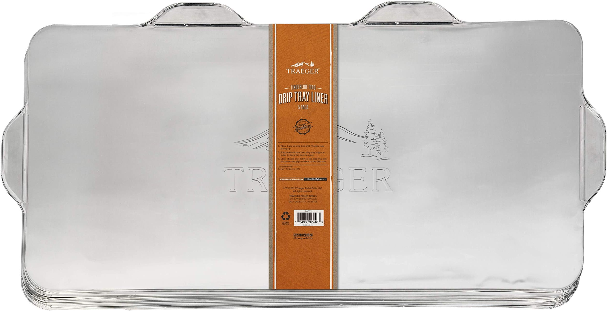 Traeger Grills BAC408 Tailgater Drip Tray Liner Grill Accessory, 5 Count (Pack of 1