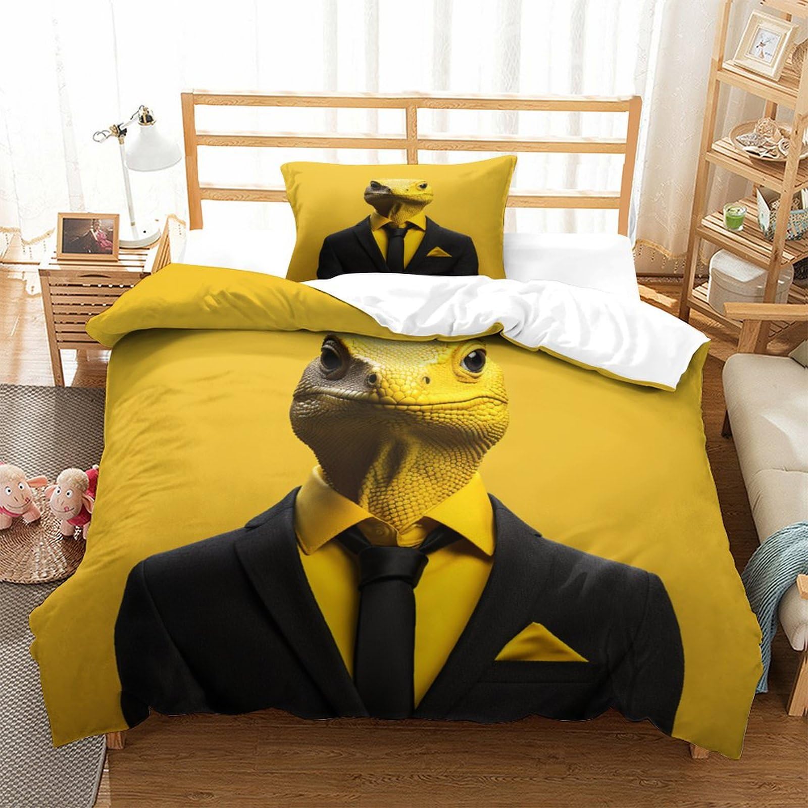P1S9U7W5Y 3D Printed Gentleman Cat Duvet Cover Set 3pcs Microfiber Animal Bedding Set Single