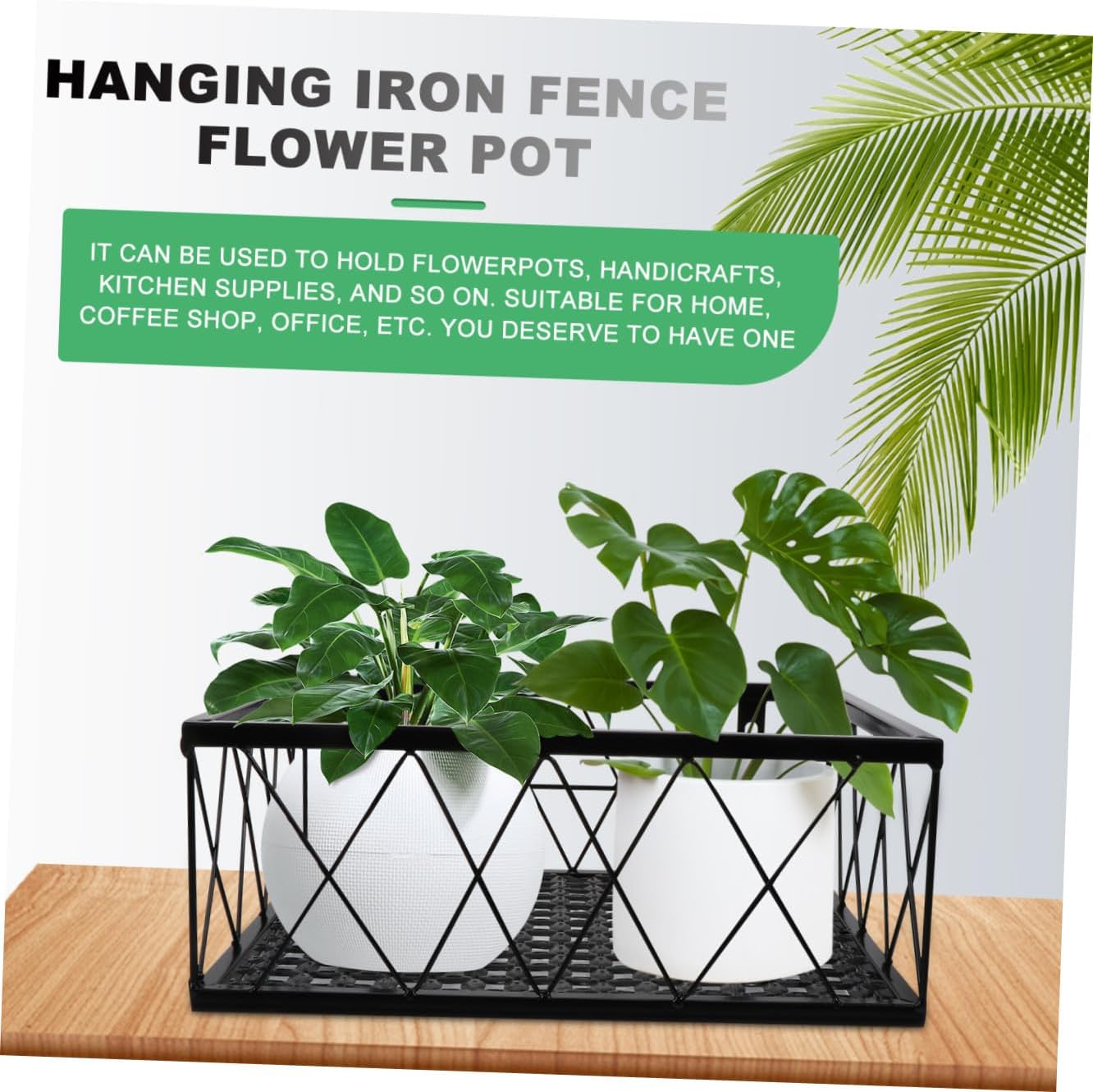 1pc Flowerpot Hanging Rack Plant Pot Stand Railing Planter Kitchen Shelf Balcony Storage